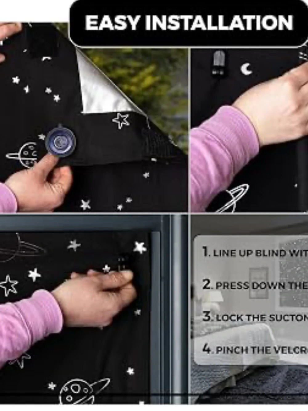 Amazon Black Space-Print Window Shade